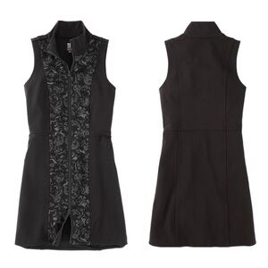 Title nine Black Floral-Panel Passport Dress Tunic or Vest S Zip Up